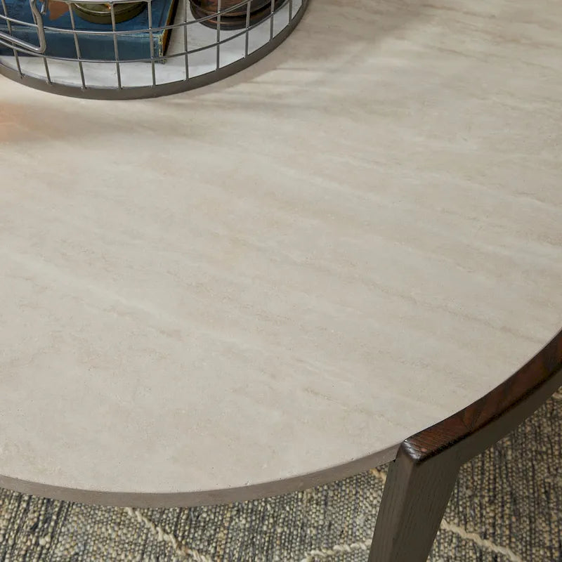Table basse ronde en pierre - 35 x 18 x 35