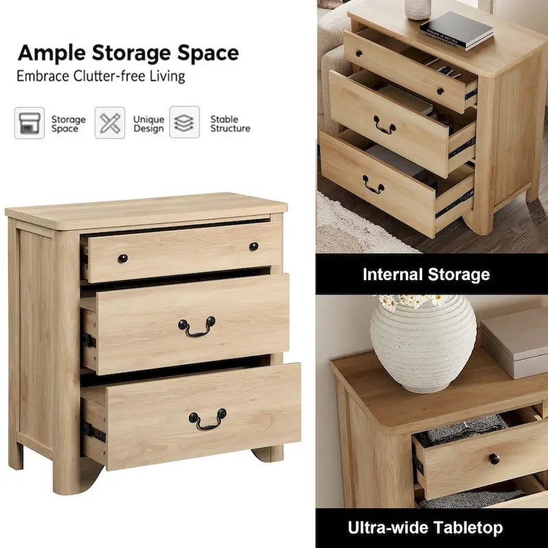 Meuble TV style ferme pour téléviseurs, centre de divertissement en bois avec 3 tiroirs, console TV avec grand rangement pour salon