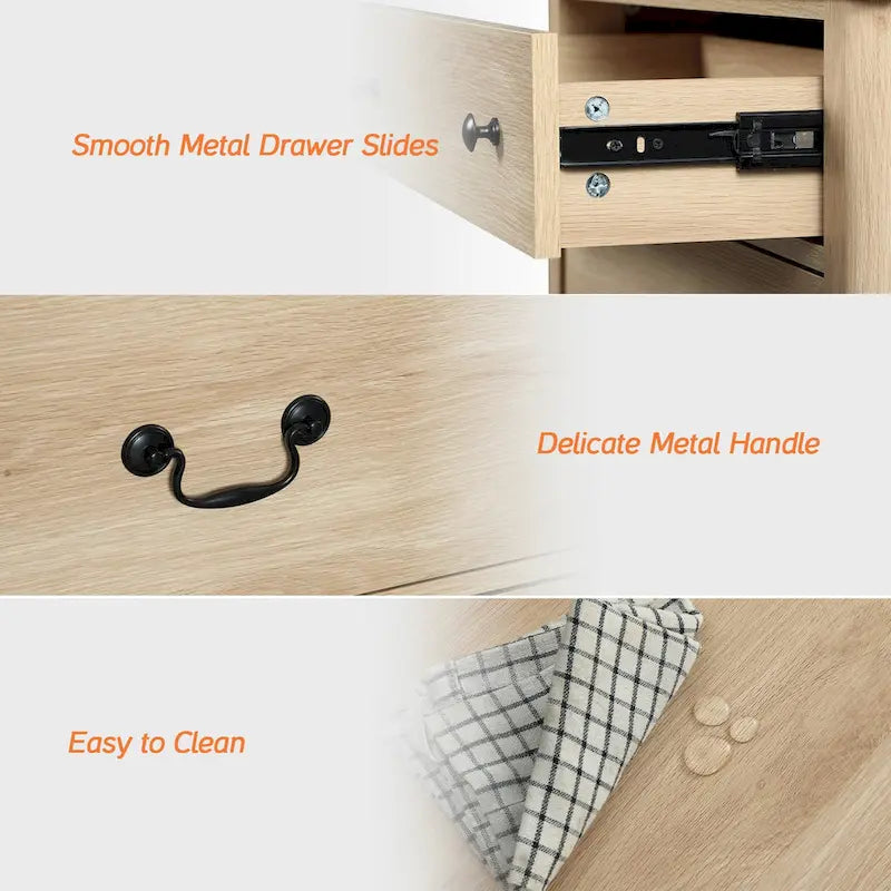 Meuble TV style ferme pour téléviseurs, centre de divertissement en bois avec 3 tiroirs, console TV avec grand rangement pour salon