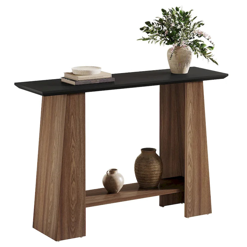 Console-canapé de style Mid-Century Modern de 120 cm avec rangement pour entrée - 120 cm L x 35 cm P x 90 cm H