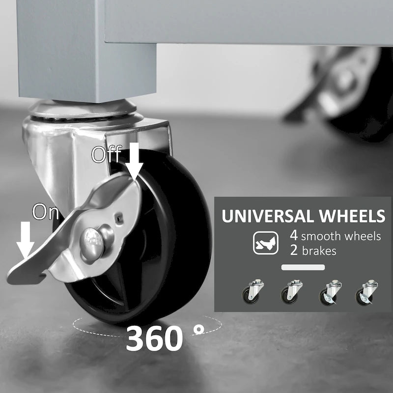 Îlot de cuisine avec plateau en acier inoxydable (tabouret non inclus)
