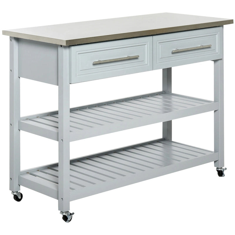 Kitchen Island With Stainless Steel Top(no include stool)