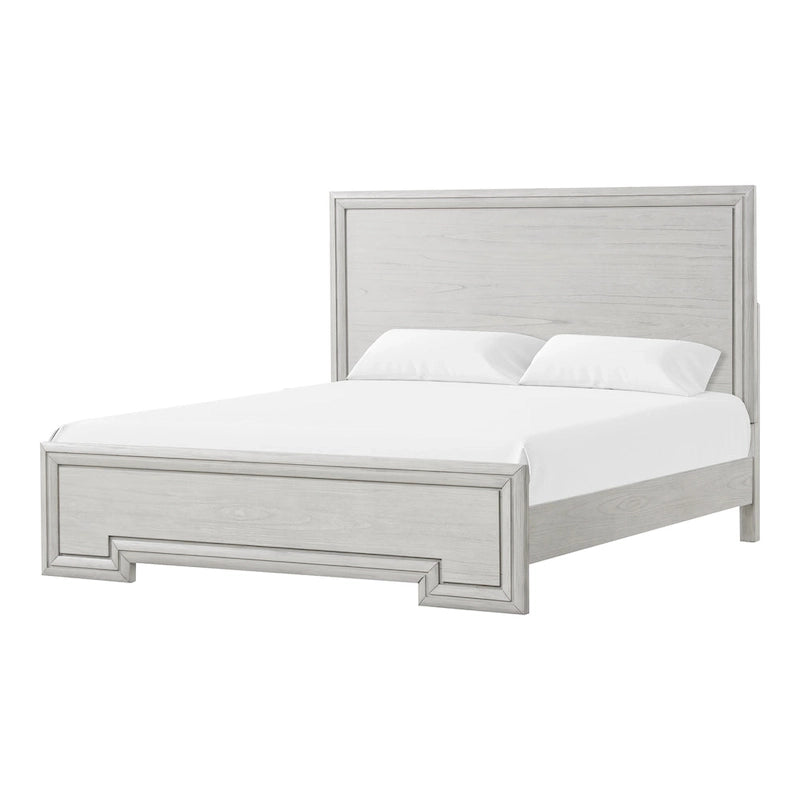 Lit en panneaux de bois blanc rustique