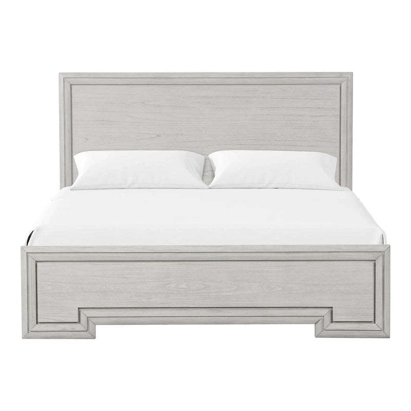 Lit en panneaux de bois blanc rustique