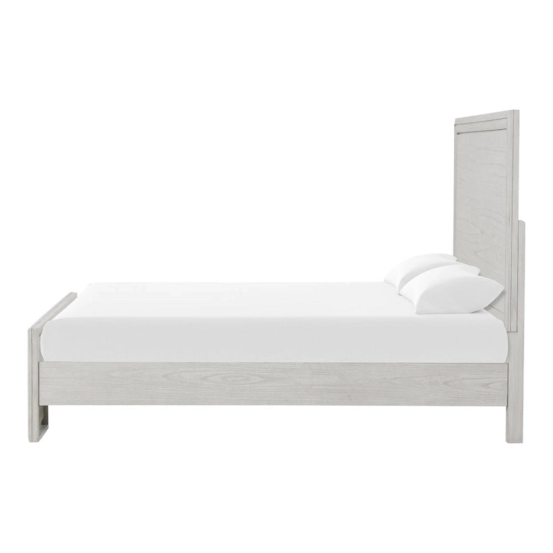 Lit en panneaux de bois blanc rustique