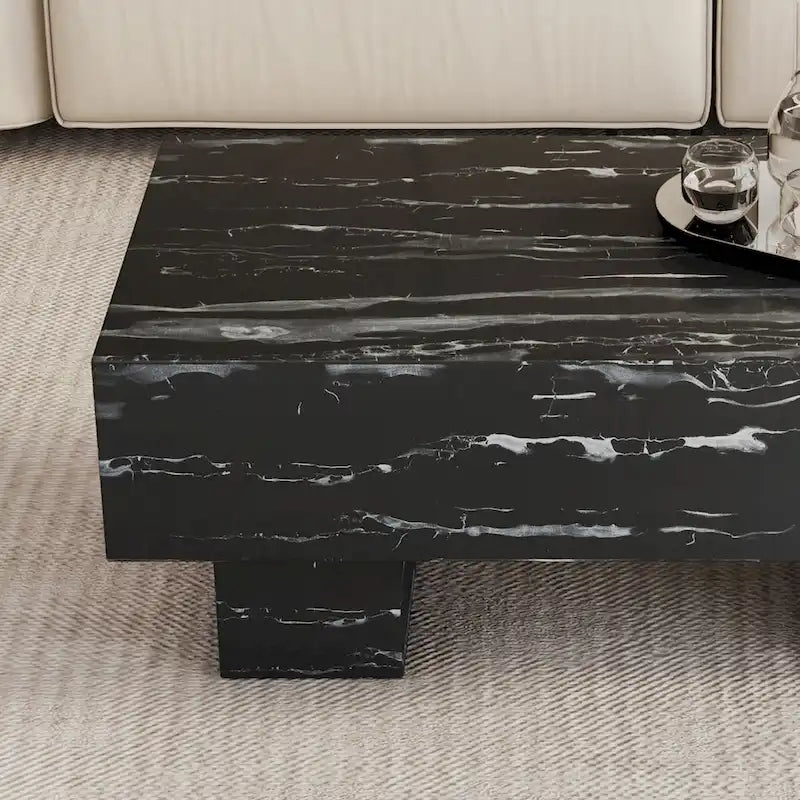 Table basse 43,3 po avec texture de marbre noir et capacité de charge de 300 lb