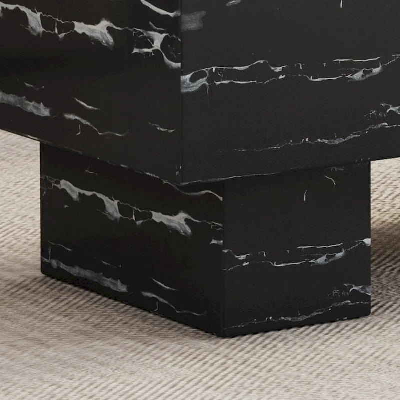 Table basse 43,3 po avec texture de marbre noir et capacité de charge de 300 lb