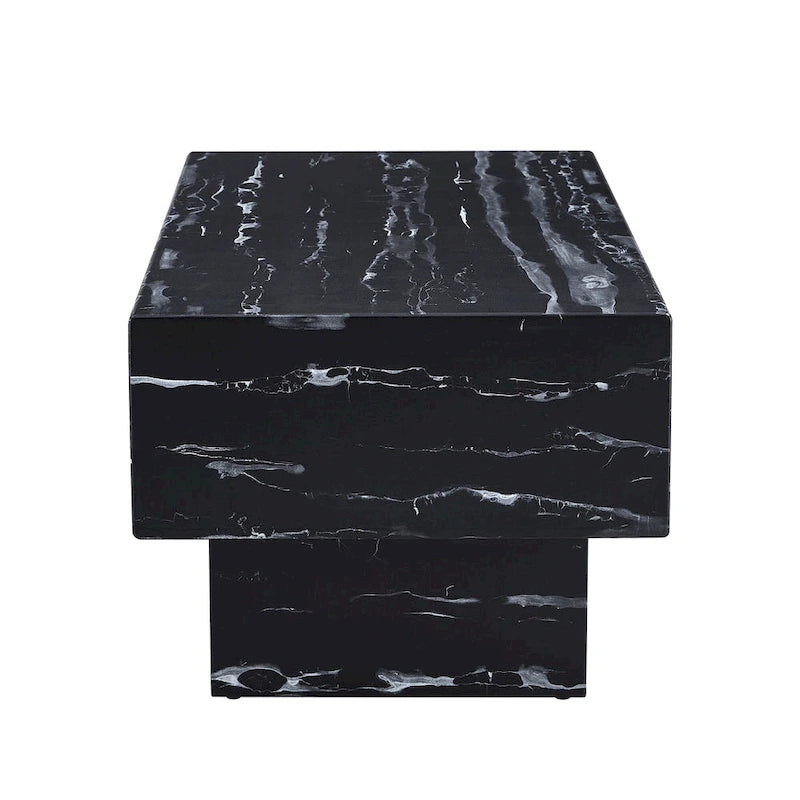 Table basse 43,3 po avec texture de marbre noir et capacité de charge de 300 lb