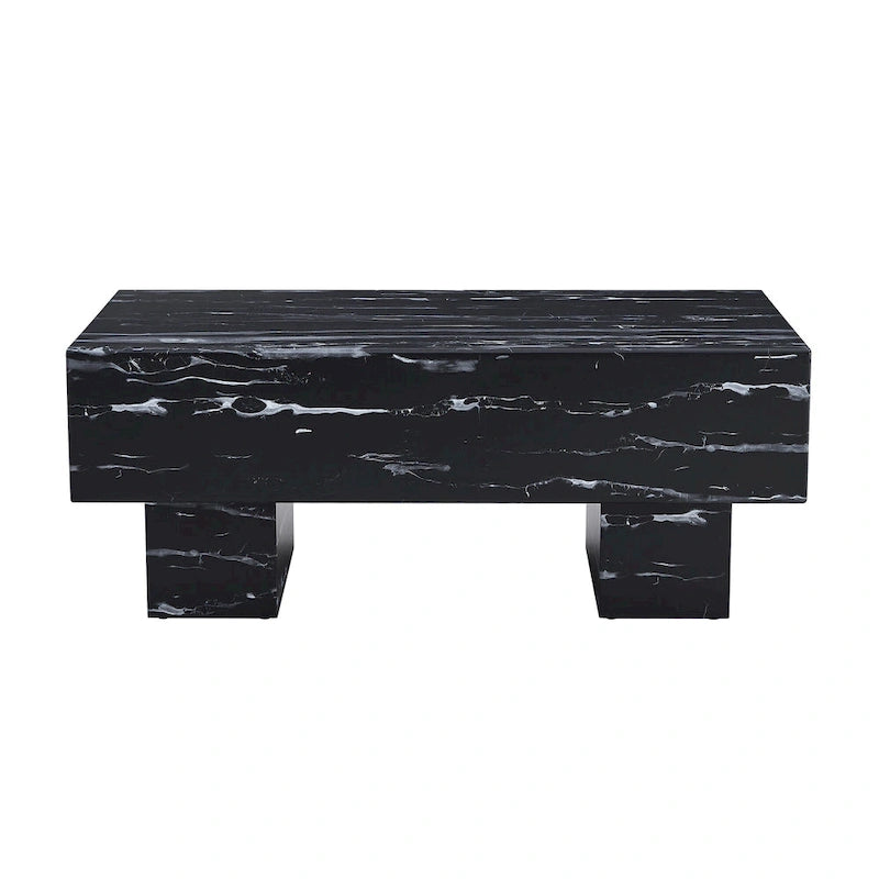 Table basse 43,3 po avec texture de marbre noir et capacité de charge de 300 lb