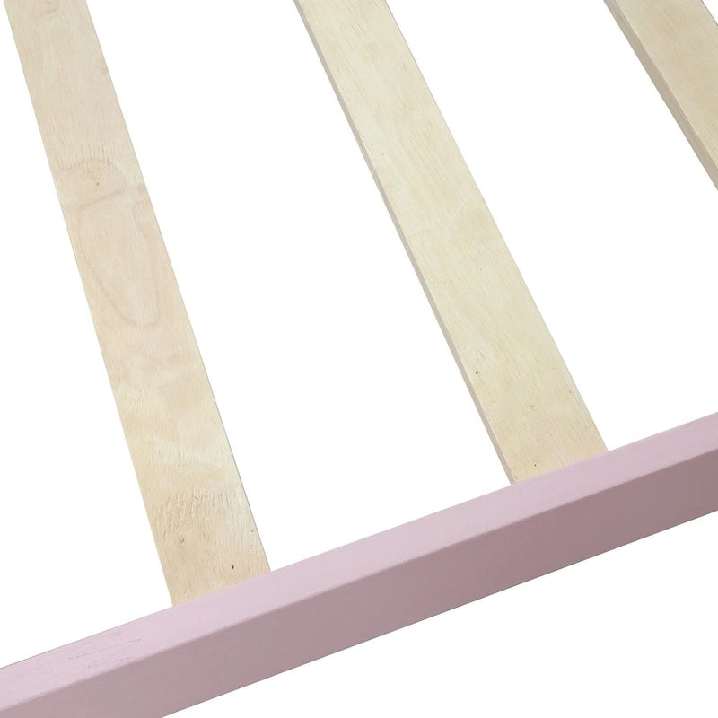 Lit plateforme une place en bois massif avec tête de lit, sommier non requis, cadre de lit à lattes en bois pour chambre d'enfant et d'invité