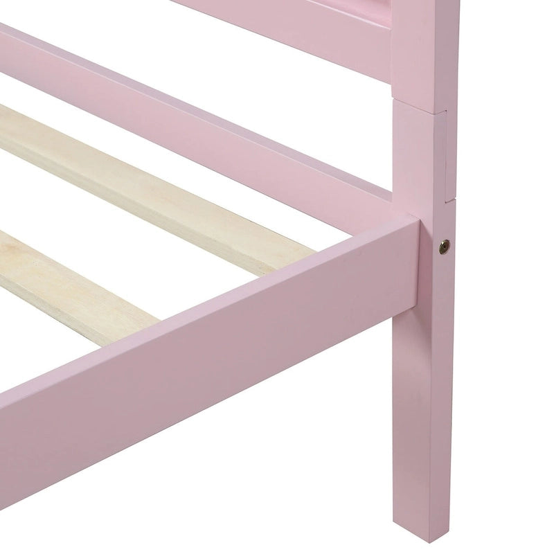 Lit plateforme une place en bois massif avec tête de lit, sommier non requis, cadre de lit à lattes en bois pour chambre d'enfant et d'invité