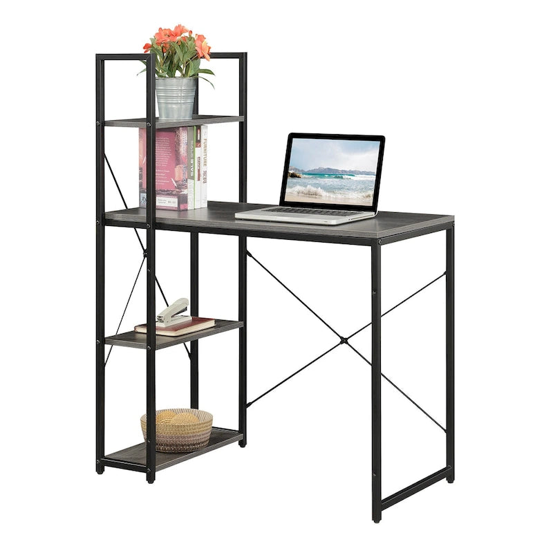 Poste de travail de bureau avec étagères