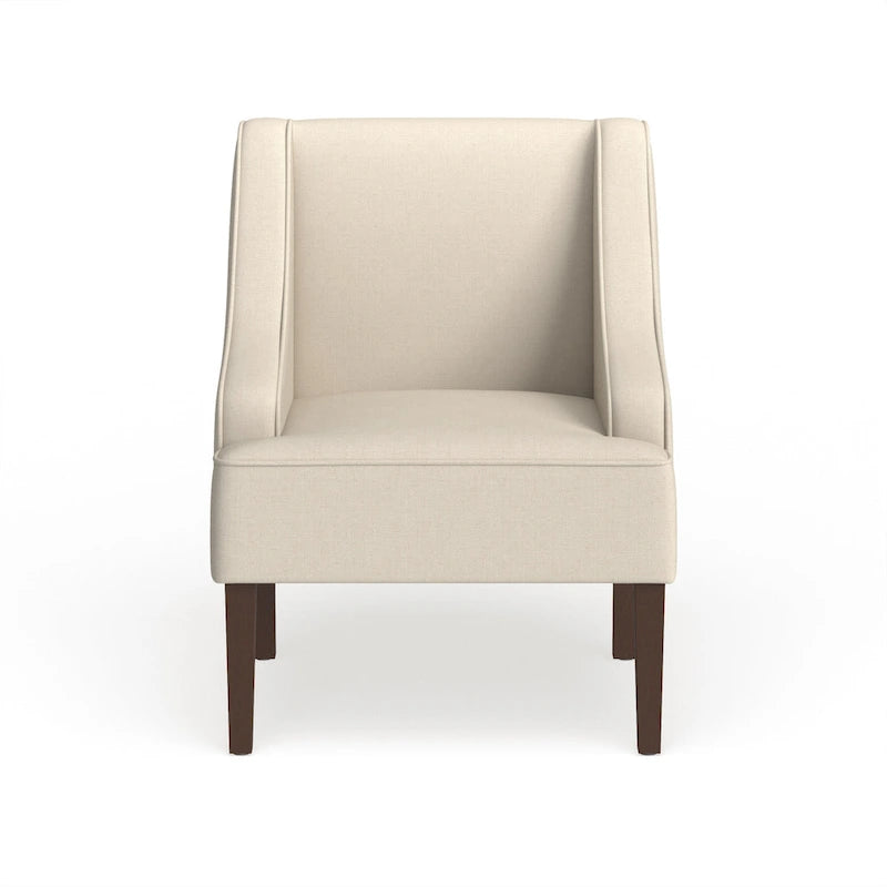 Fauteuil d'appoint crème avec accoudoirs incurvés