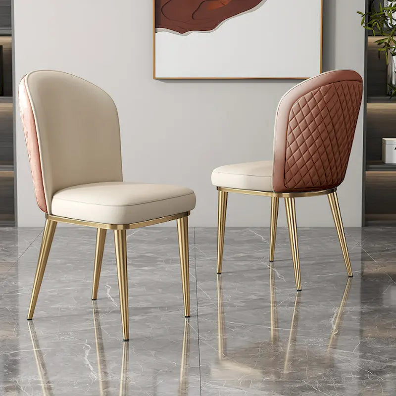 Modern Stainless Steel Leg Back Dining Chairs (Set of 2)