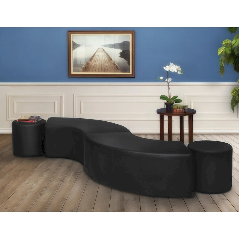 Pouf d'intérieur incurvé (Lot de 2)