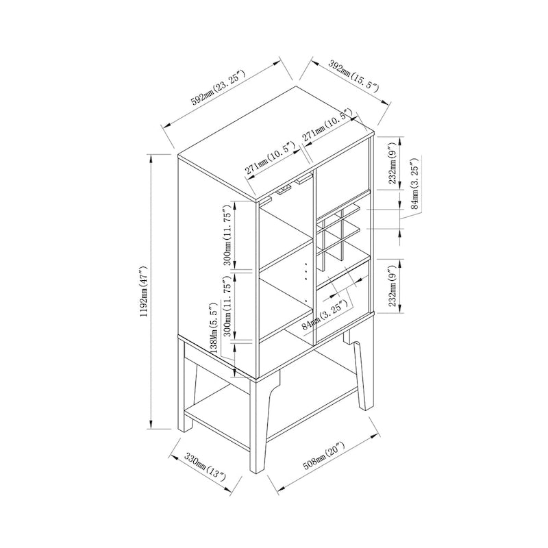 Buffet contemporain 4 étagères avec casier à vin