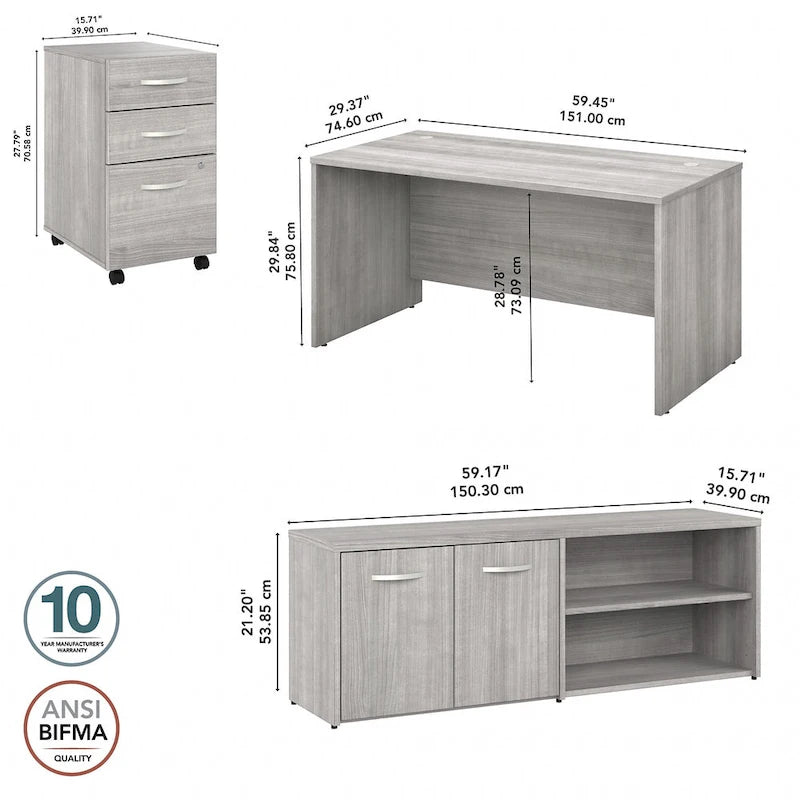Bureau de 60 pouces (avec retour et caisson)