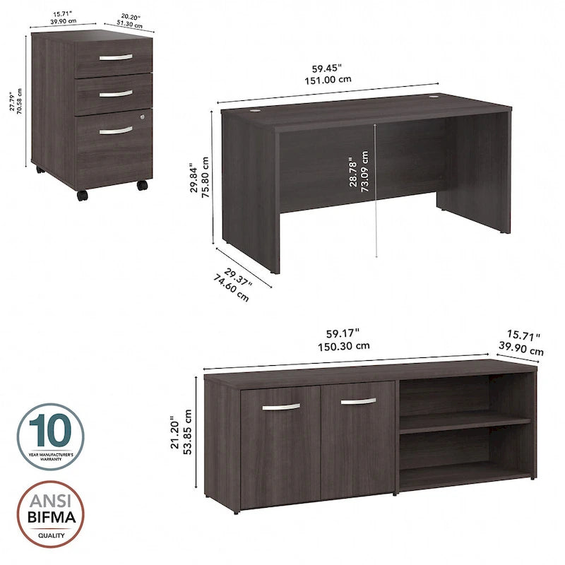 Bureau de 60 pouces (avec retour et caisson)