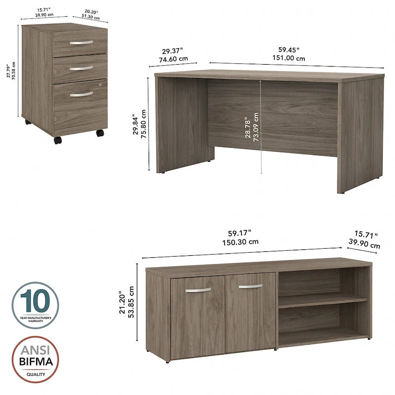 Bureau de 60 pouces (avec retour et caisson)