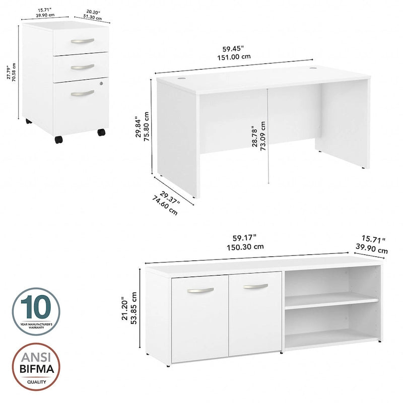 Bureau de 60 pouces (avec retour et caisson)