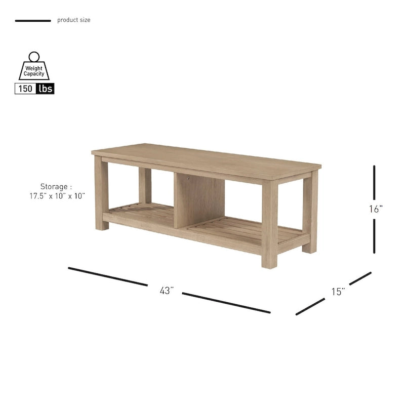 Banc TV en bois d'acacia massif, meuble multimédia pour salon, capacité de charge de 68 kg