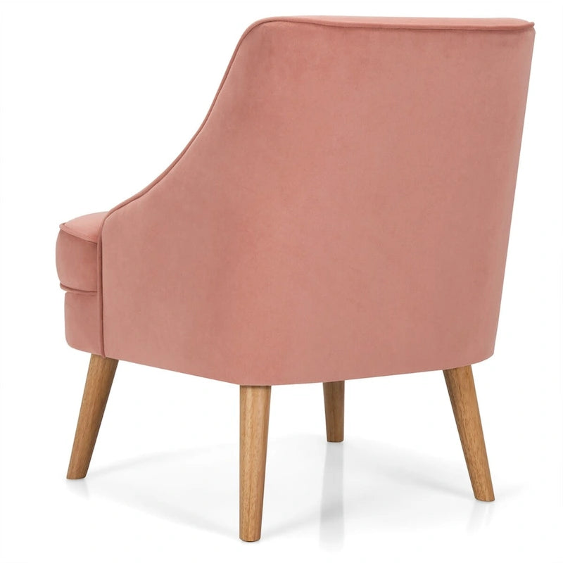 Ensemble de 2 chaises d'appoint, fauteuil individuel en velours avec pieds en bois d'hévéa
