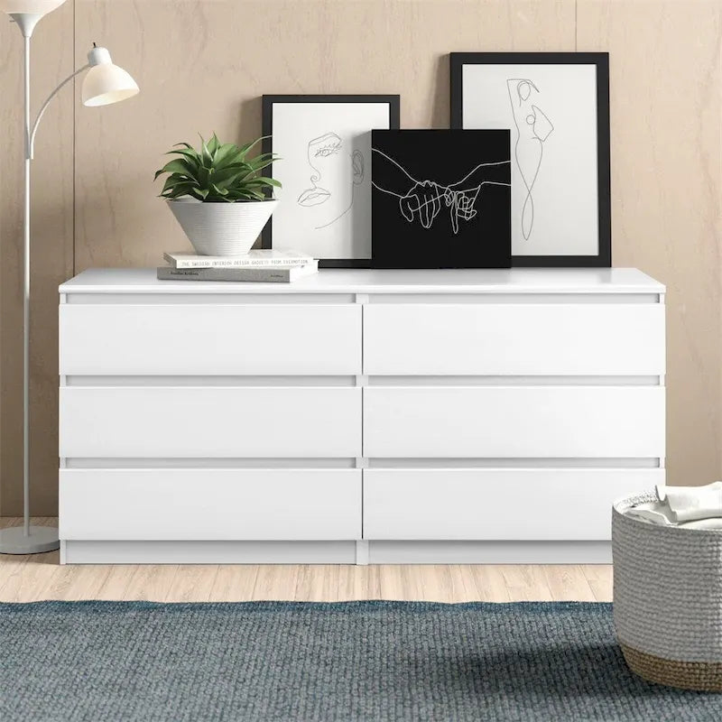 6 Drawer Double Dresser for Bedroom Living Room Hallway