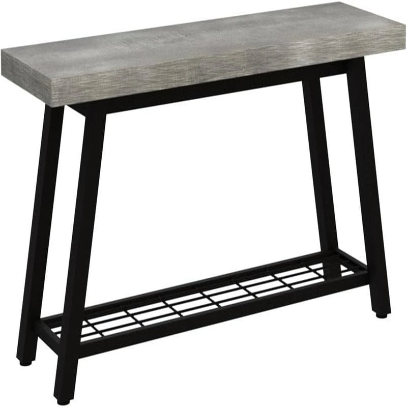 Banc d'entrée de style vintage, banc à chaussures avec cadre en métal robuste et étagères en panneaux de particules rustiques, capacité de charge de 148 kg, banc polyvalent pour hall d'entrée et bout de lit