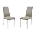 Lot de 2 chaises de salle à manger en cuir pleine fleur couleur taupe