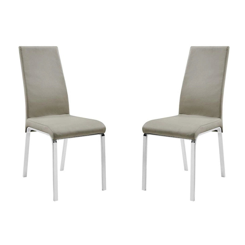Lot de 2 chaises de salle à manger en cuir pleine fleur couleur taupe