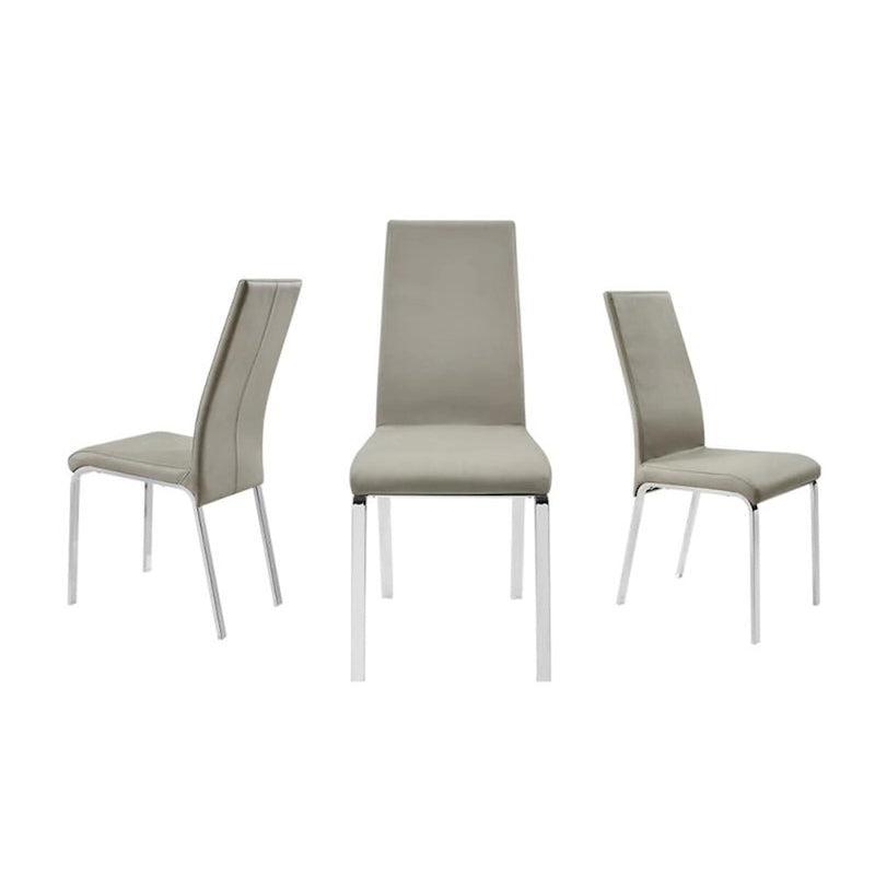 Lot de 2 chaises de salle à manger en cuir pleine fleur couleur taupe