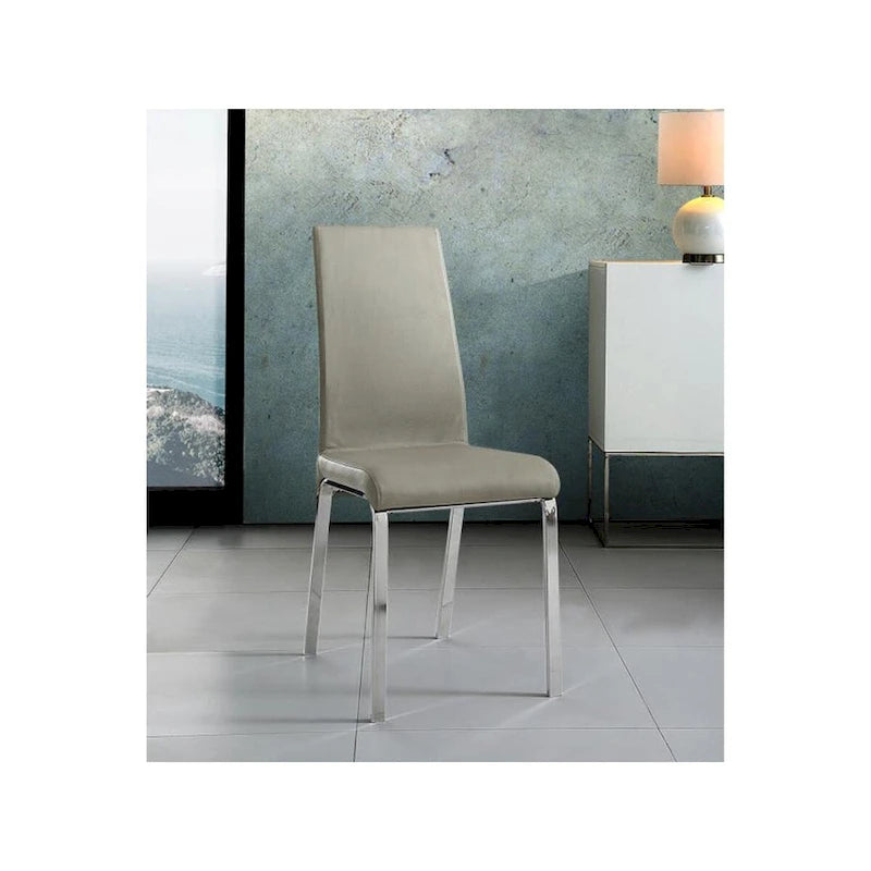Lot de 2 chaises de salle à manger en cuir pleine fleur couleur taupe