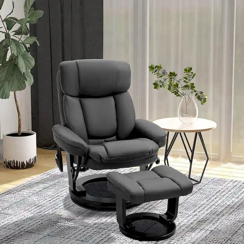 Fauteuil de massage inclinable en cuir synthétique avec repose-pieds