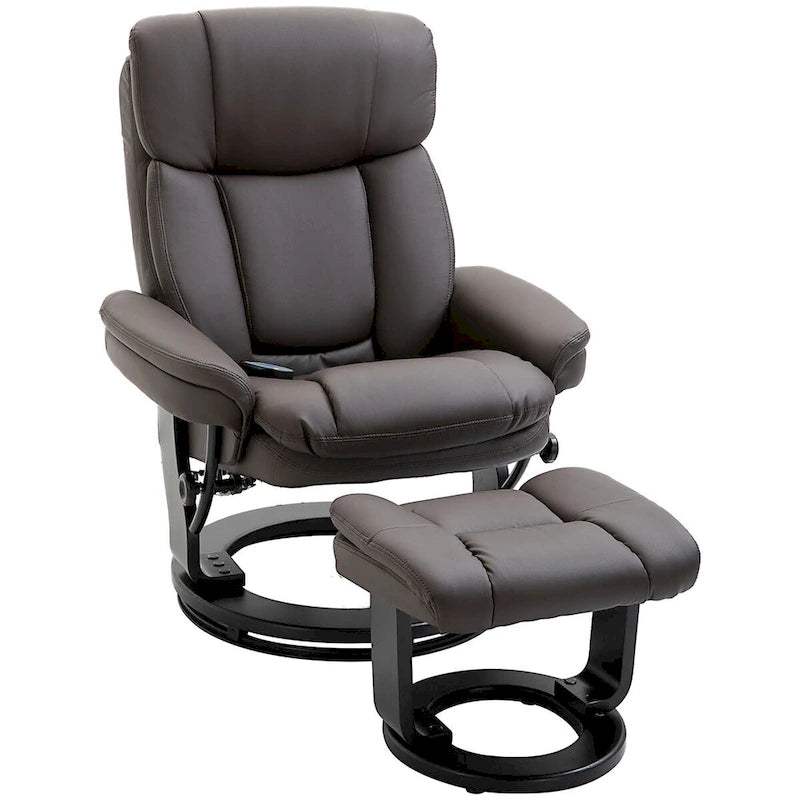Fauteuil de massage inclinable en cuir synthétique avec repose-pieds