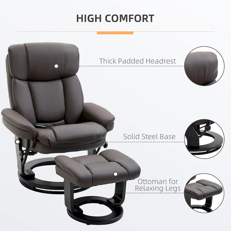 Fauteuil de massage inclinable en cuir synthétique avec repose-pieds