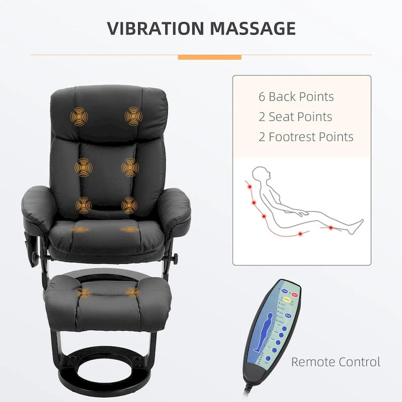 Fauteuil de massage inclinable en cuir synthétique avec repose-pieds