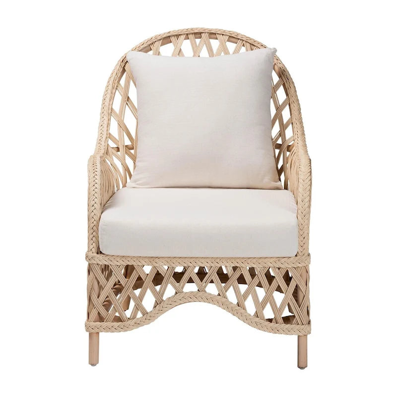 Fauteuil Bohème en Rotin Tressé Ivoire