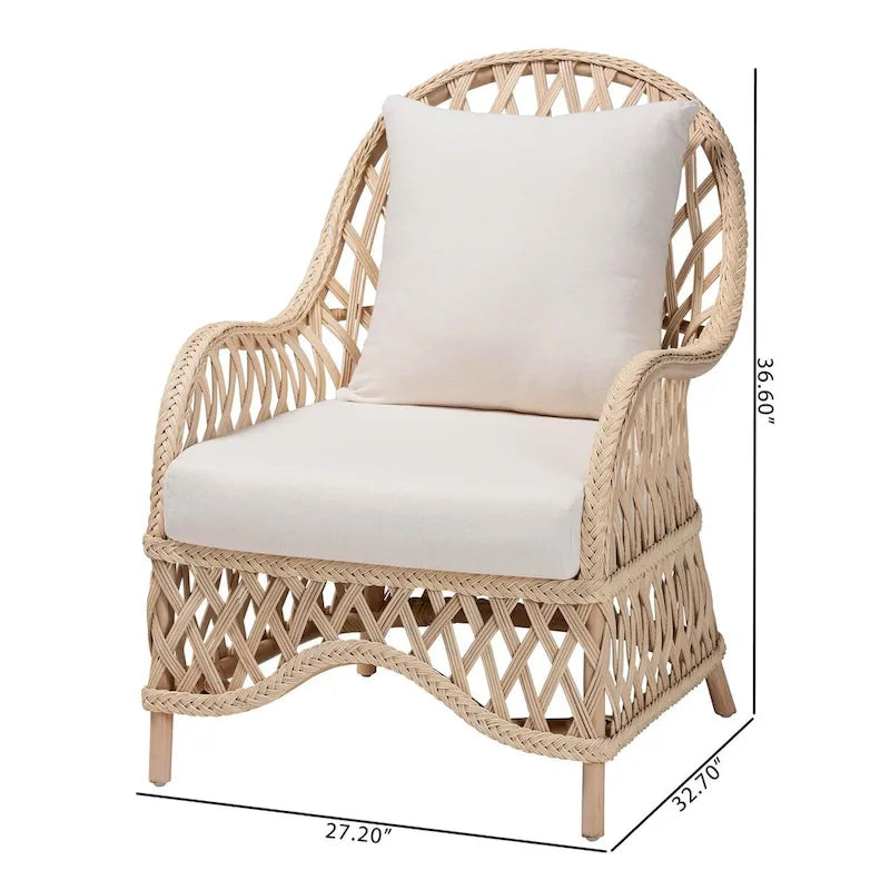 Fauteuil Bohème en Rotin Tressé Ivoire