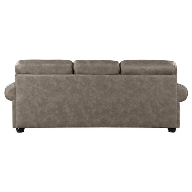 Canapé de 98 po, microfibre brun taupe, 4 coussins décoratifs, coussins moelleux, bois