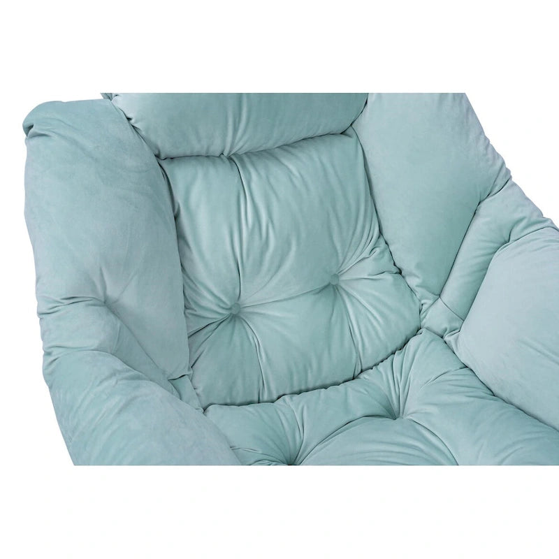 Fauteuil de salon contemporain, canapé individuel avec structure en acier, accoudoirs, poche latérale et repose-pieds.