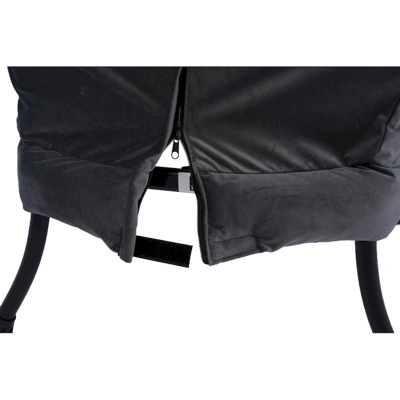 Fauteuil de salon contemporain, canapé individuel avec structure en acier, accoudoirs, poche latérale et repose-pieds.