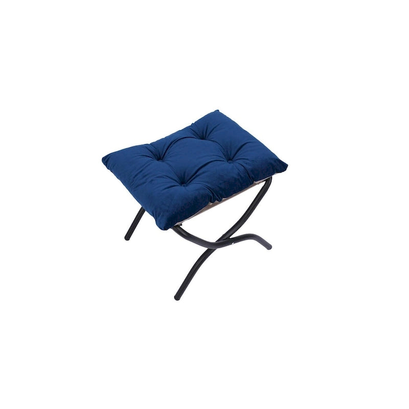 Fauteuil de salon contemporain, canapé individuel avec structure en acier, accoudoirs, poche latérale et repose-pieds.