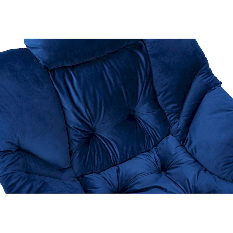 Fauteuil de salon contemporain, canapé individuel avec structure en acier, accoudoirs, poche latérale et repose-pieds.