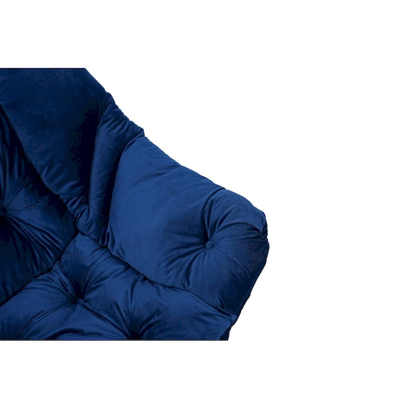 Fauteuil de salon contemporain, canapé individuel avec structure en acier, accoudoirs, poche latérale et repose-pieds.